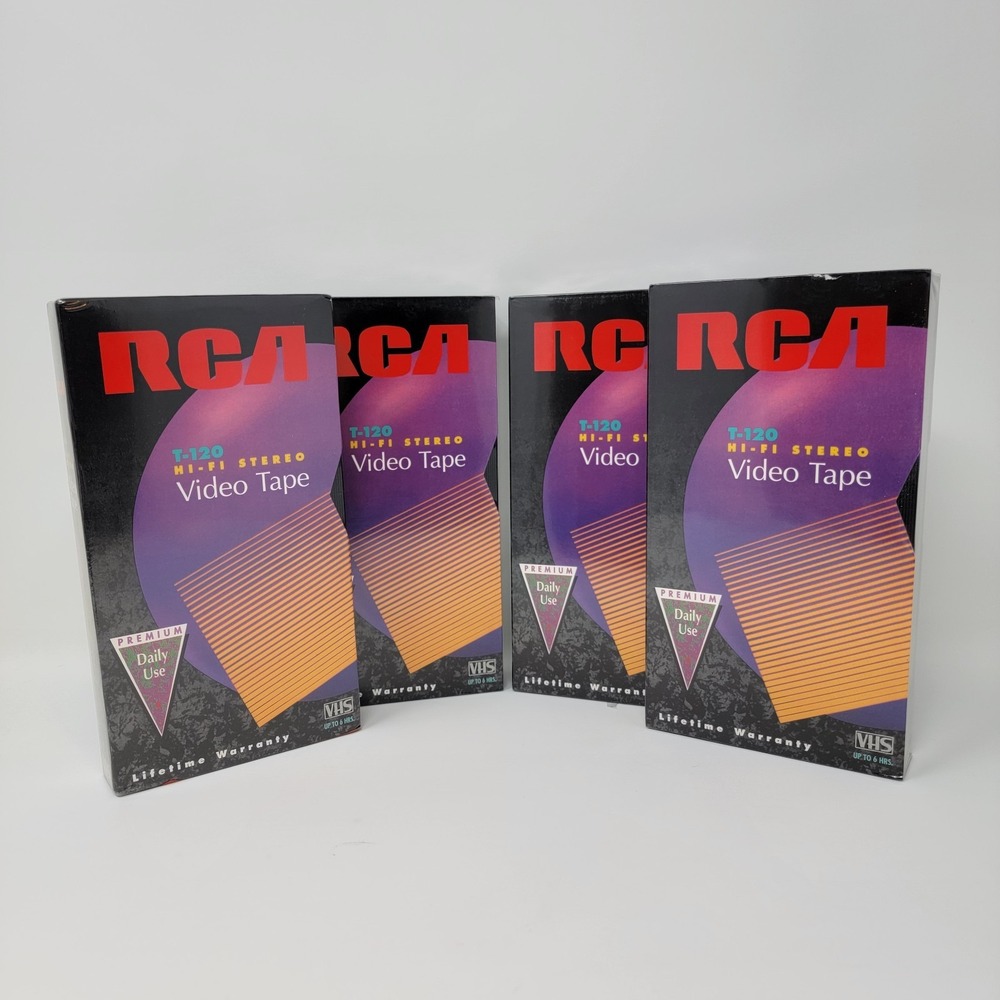 Sealed! RCA T-120 Blank VHS Video Tapes Hi-Fi Stereo  ~ Lot of 4